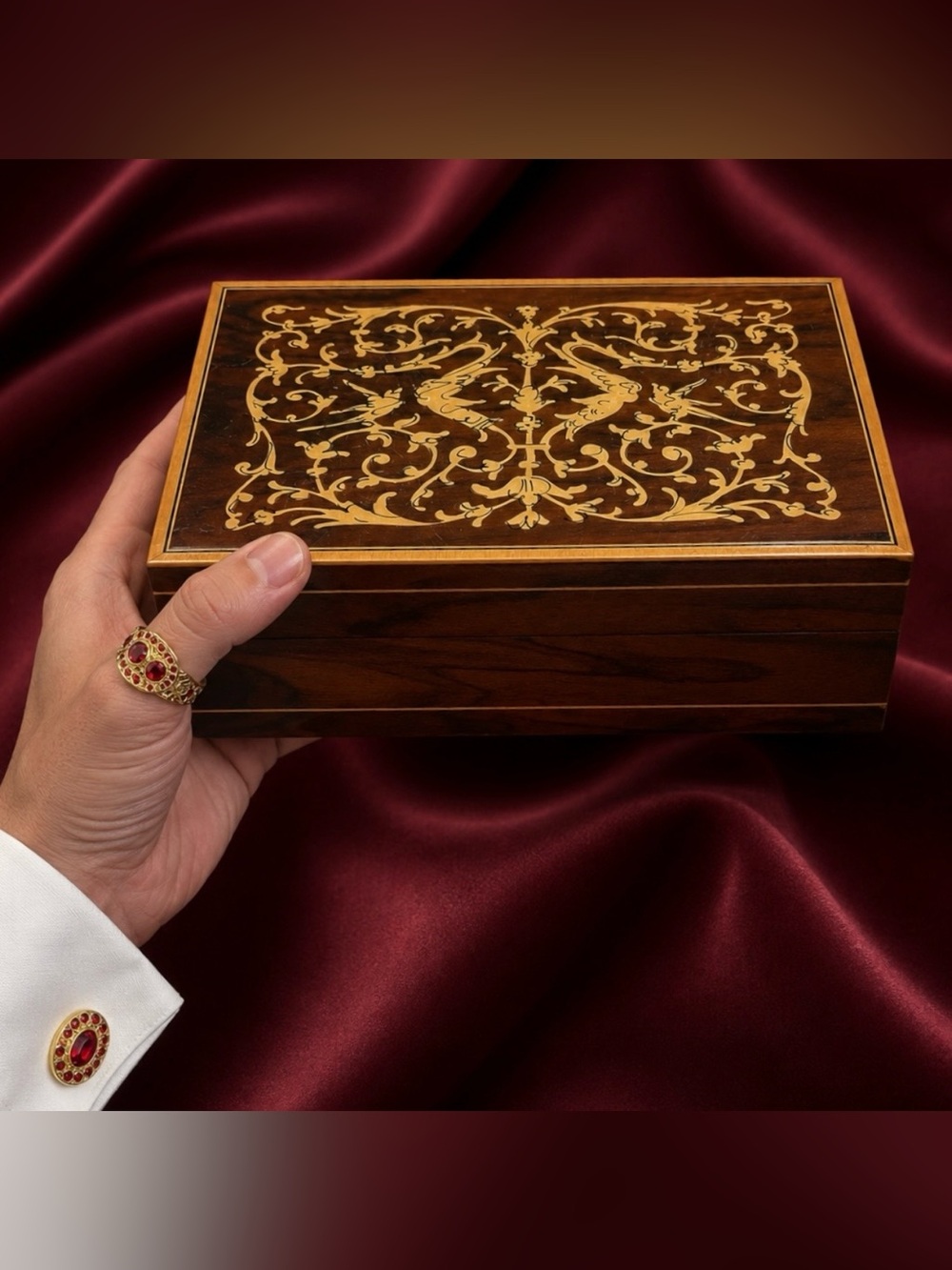 Original Fine Art Sorrento Marquetry Wood Jewelry Box Music Lara’s Theme Vintage